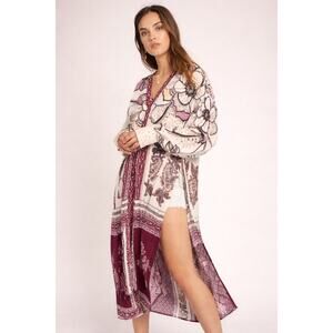 Free People C'est Moi Maxi Kimono Cover-up Shirt Dress, XS
